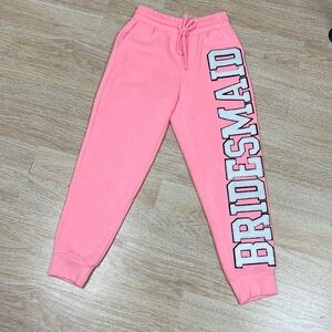 Bright pink bridesmaid sweat pants